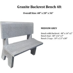 4 feet bench - Medium Grey