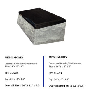 CREMATION BEVEL 8/6 WITH CUTOUT AND BLACK CAP