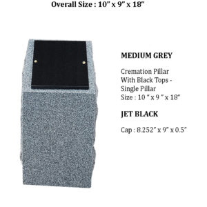 CREMATION PILLAR WITH BLACK TOPS - SINGLE PILLAR